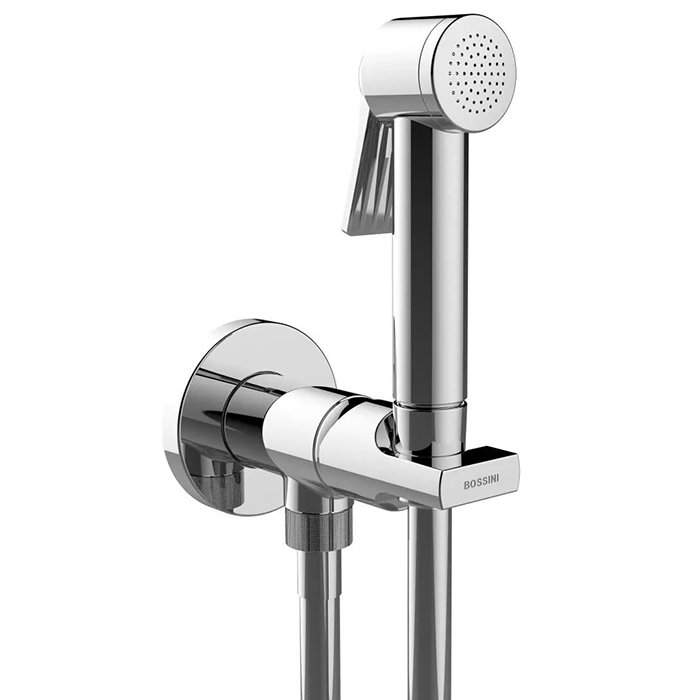 

PALOMA APICE Гигиенический комплект c монокомандным смесителем: лейка, держатель, шланг армированный нейлон 125 см, цвет: хром