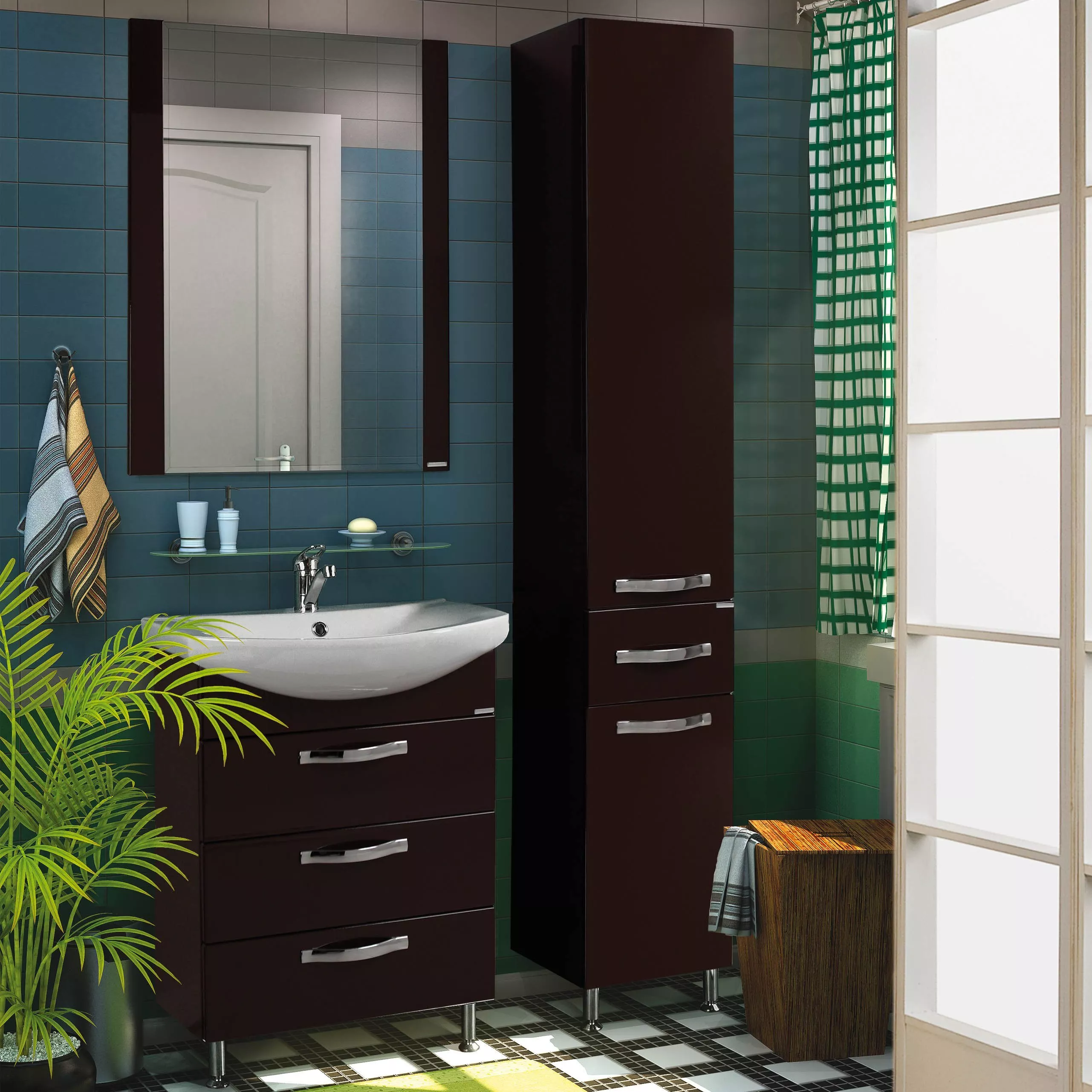 Мебель для ванной Акватон Ария Н 65 темно-коричневая, цвет коричневый - фото 1