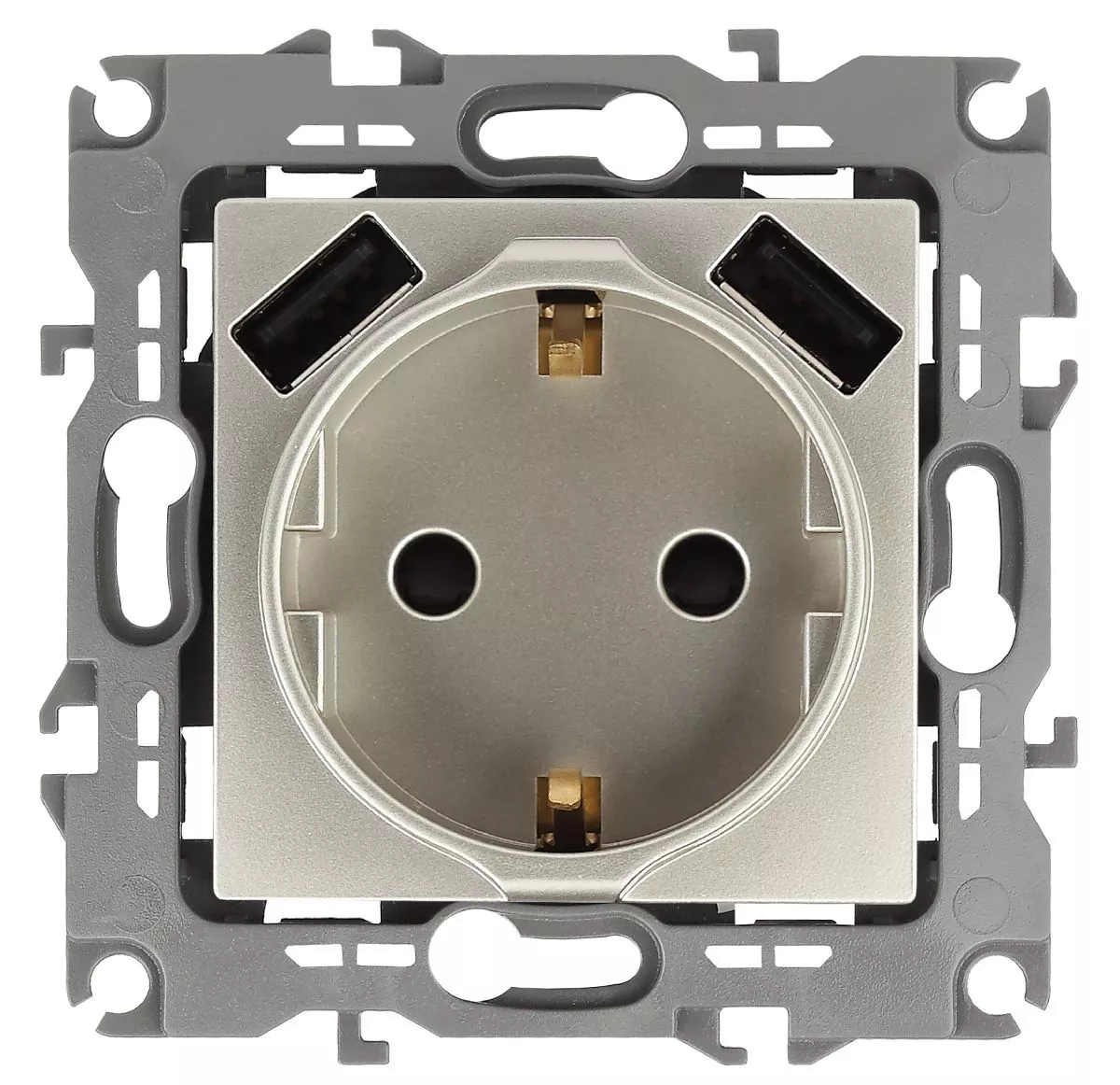 

Розетка 2P+E со шторками и 2xUSB Эра 14-4109-04 Б0047870