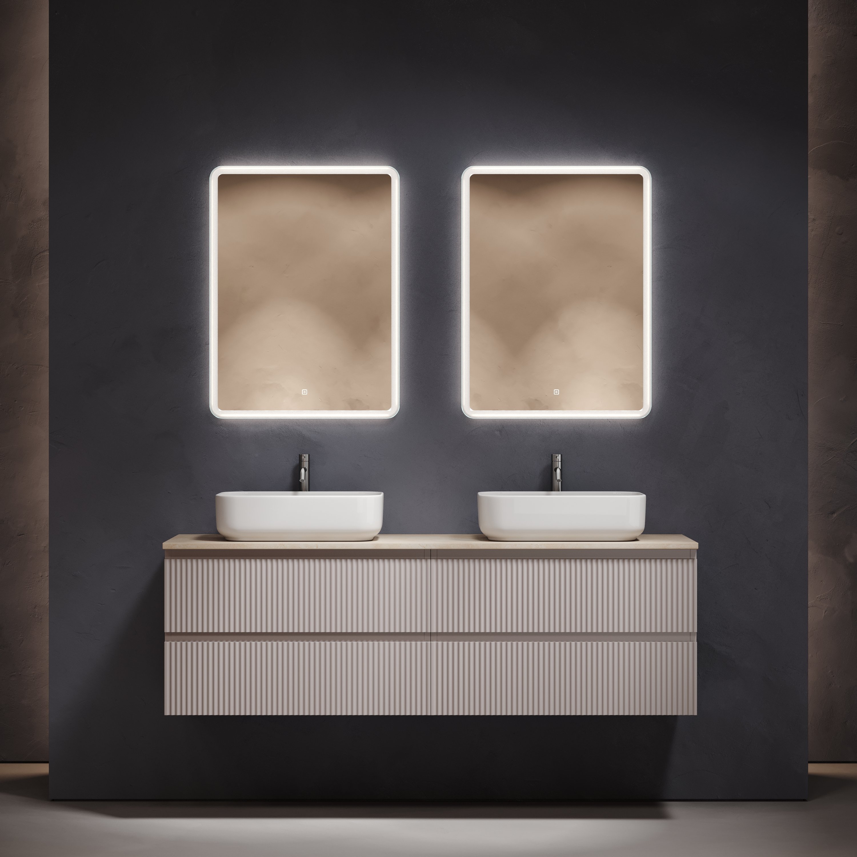 

Мебель для ванной комнаты Sancos Snob R 160 doha soft, столешница бежевая TT160A2X, раковина CN5043