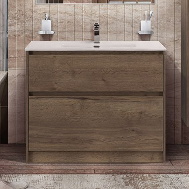 

Тумба с раковиной BelBagno Kraft 100 напольная, rovere tabacco, раковина BB1000ETL