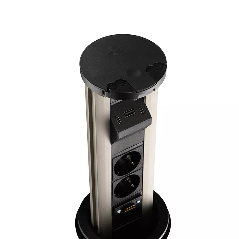 

Блок розеток 12J (2 секции, USB type A+C + RJ45 + HDMI) беспроводная зарядка Mebax 00-00002597