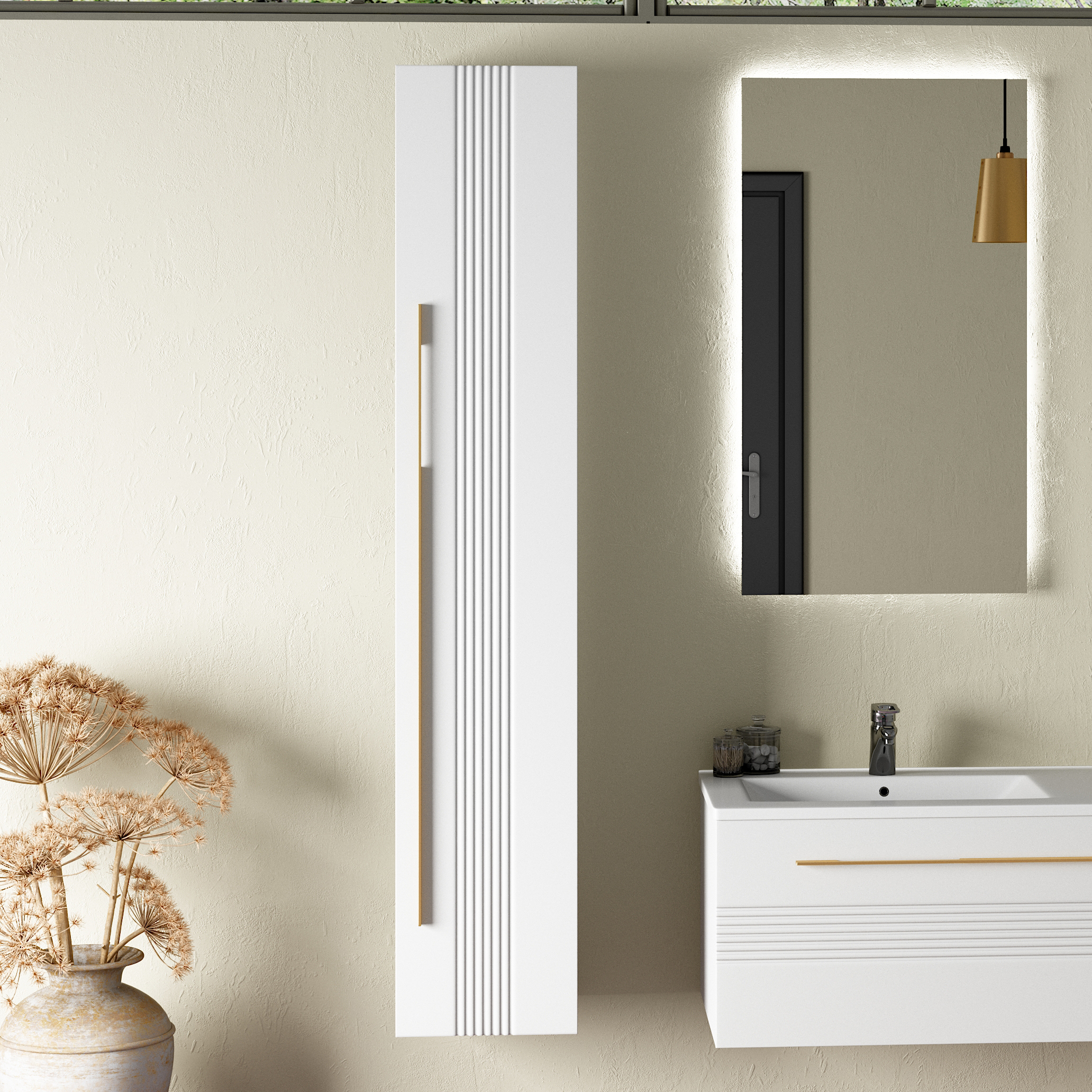 

Шкаф-пенал для ванной Sanvit Соната R белый