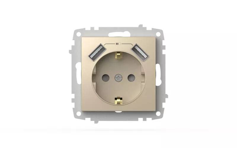 

Розетка с заземлением и защитой от детей + два входа USB для заряда устройства ELBI Zena Vega 609-012500-317