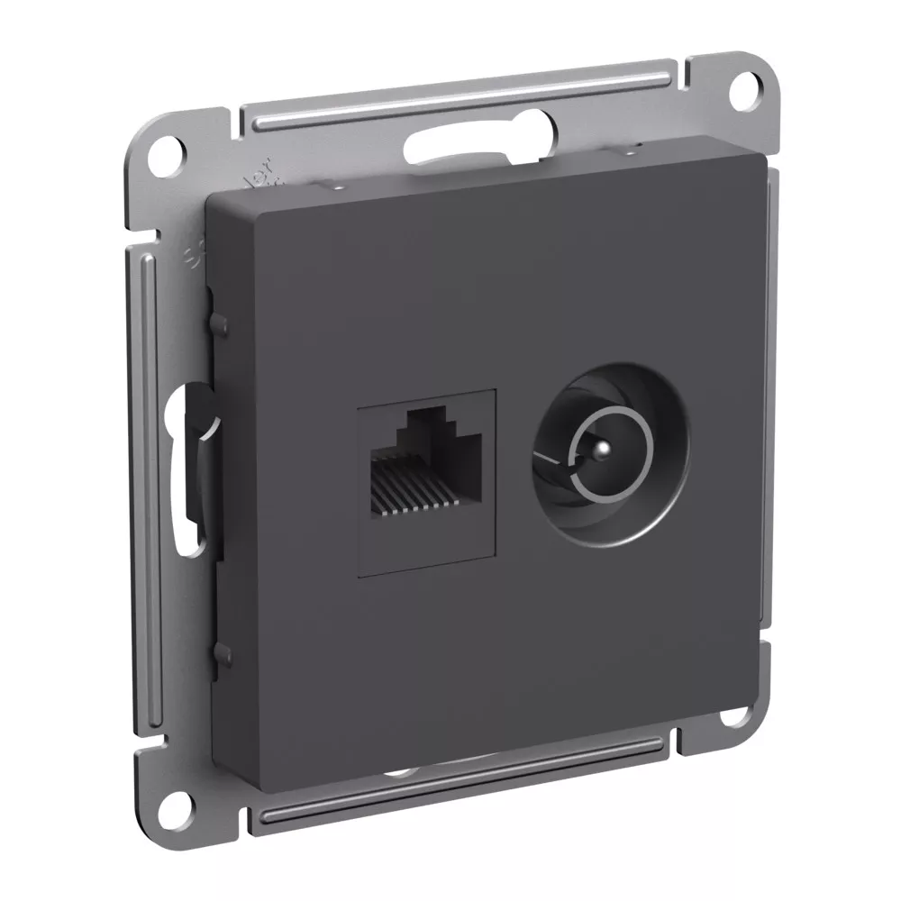

Розетка двойная ТВ + компьютерная RJ45, кат. 5Е Systeme Electric AtlasDesign Базальт ATN001489