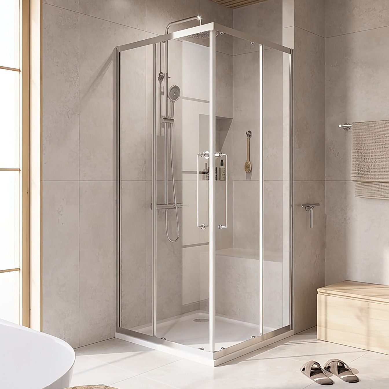 

Душевой уголок Cezares Relax RELAX-304-A-2-100-C-CR 100x100, профиль глянцевый хром