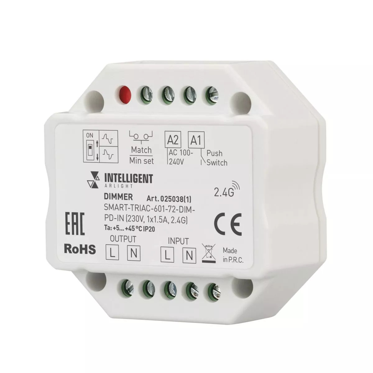 Диммер Arlight SMART-TRIAC-601-72-DIM-PD-IN (230V, 1x1.5A, 2.4G) (IARL, IP20 Пластик) 025038(1)