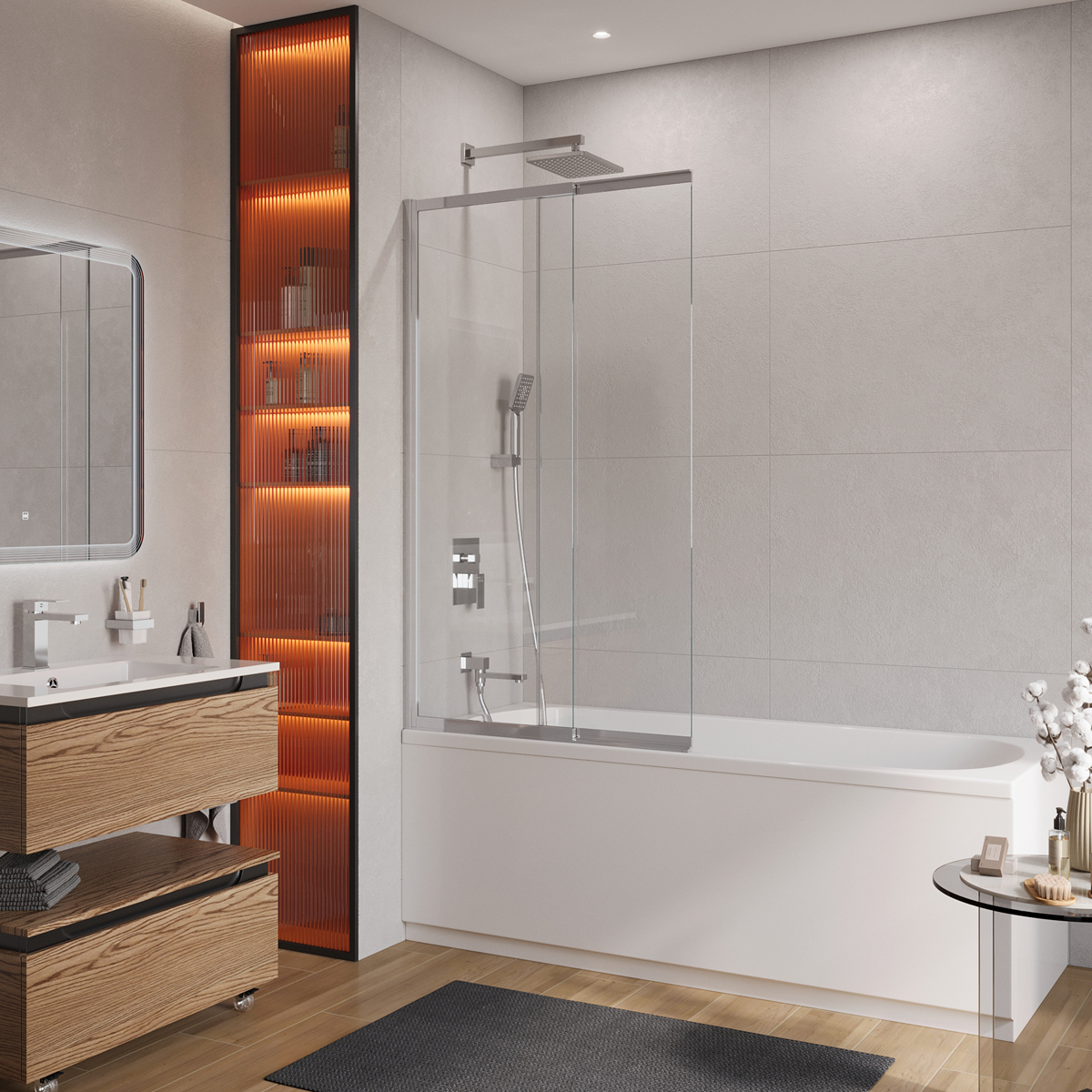 Шторка на ванну Cezares Slider SLIDER-FIX-VF-11-90150-C-Cr профиль хром стекло прозрачное 12863₽