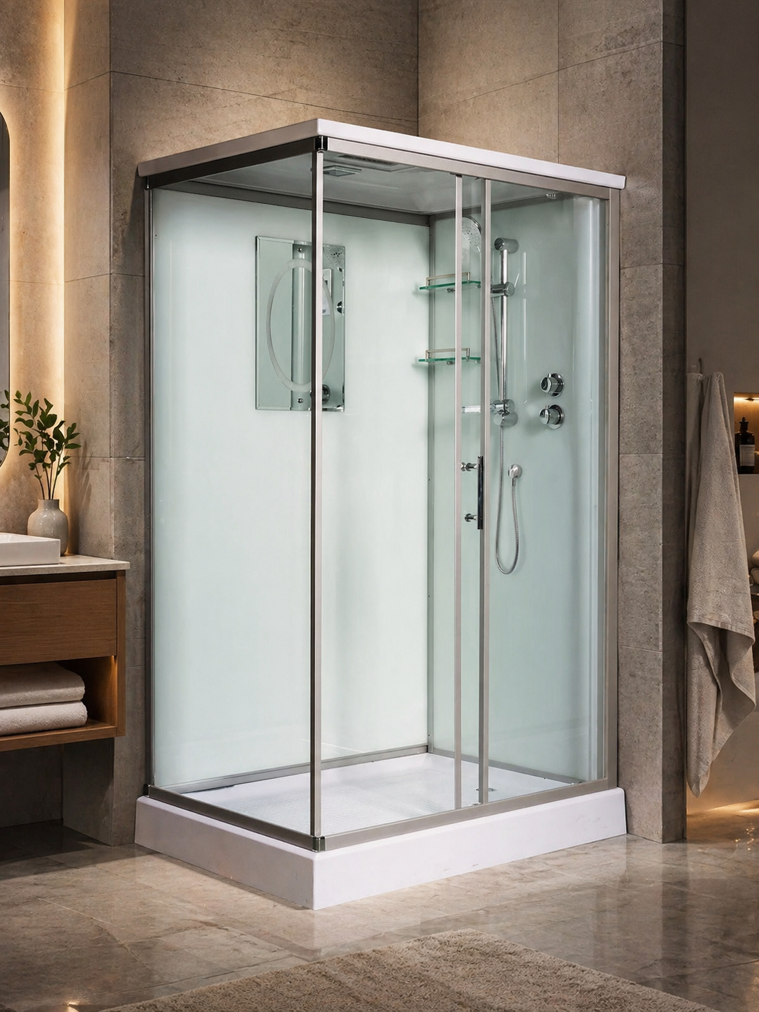 Душевая кабина WeltWasser WW500 Laine 1212 120x90 10000003275 профиль хром, стекло прозрачное