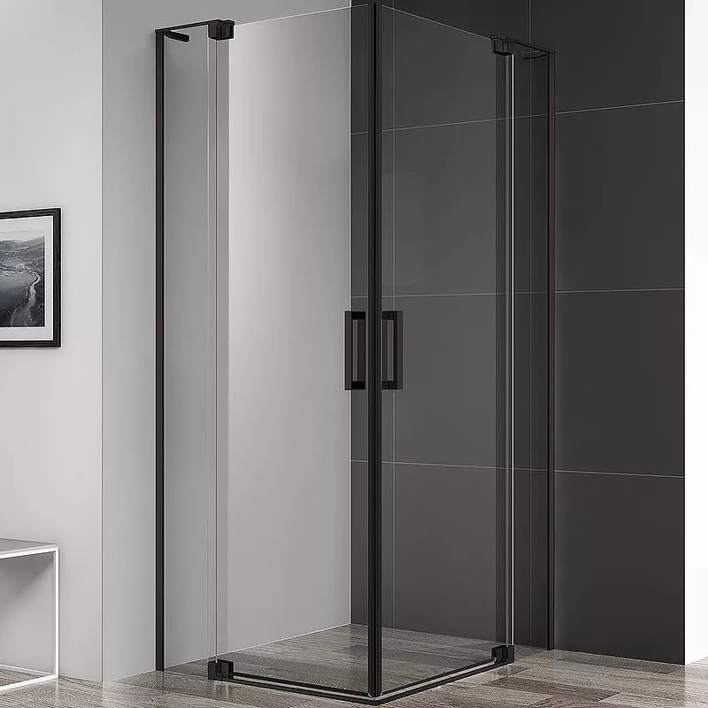 Прямоугольные душевые углы  Santehnika Room Душевой уголок Cezares Slider 100х110 черный стекло прозрачное
