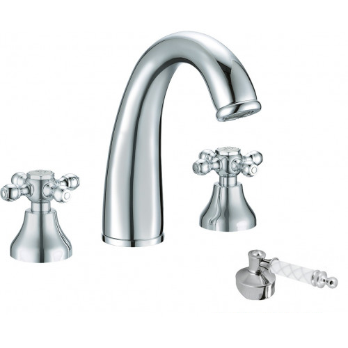 

Смеситель для раковины Boheme Tradizionale хром глянцевый с белой ручкой