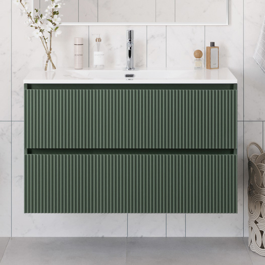 

Тумба с раковиной BelBagno Uno 100 подвесная, 2 ящика, матовая еловая