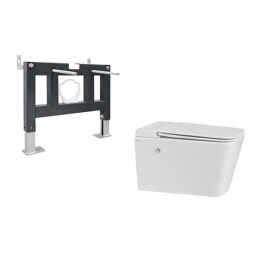 

Комплект 2 в 1 Abber Rechteck AC1202P-AC0101P Унитаз подвесной, с микролифтом + Монтажная рама