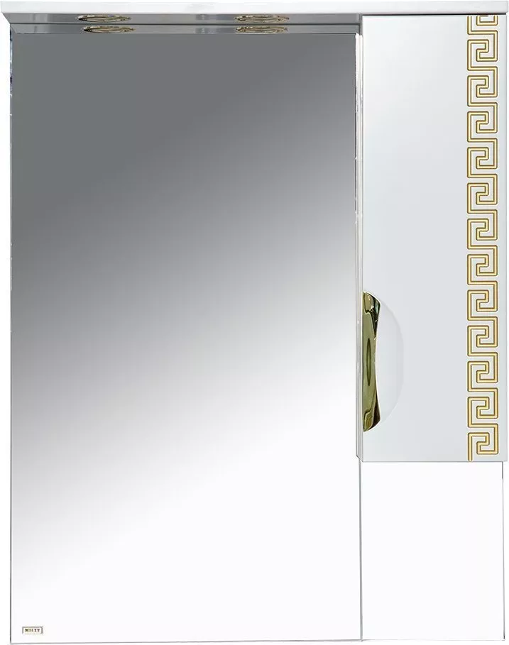 Зеркало-шкаф Misty Престиж 70 R золотая патина, размер 70, цвет белый Э-Прсж02070-013ПЗлп - фото 1