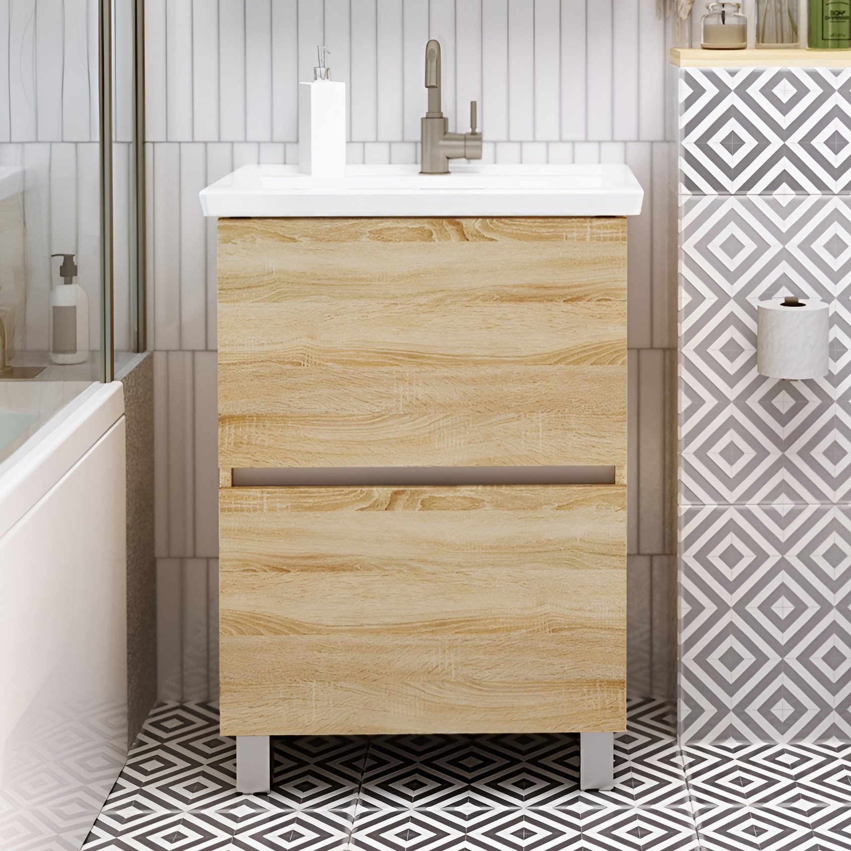 

Тумба под раковину без столешницы 1MarKa Aris 60Н напольная, дуб сонома