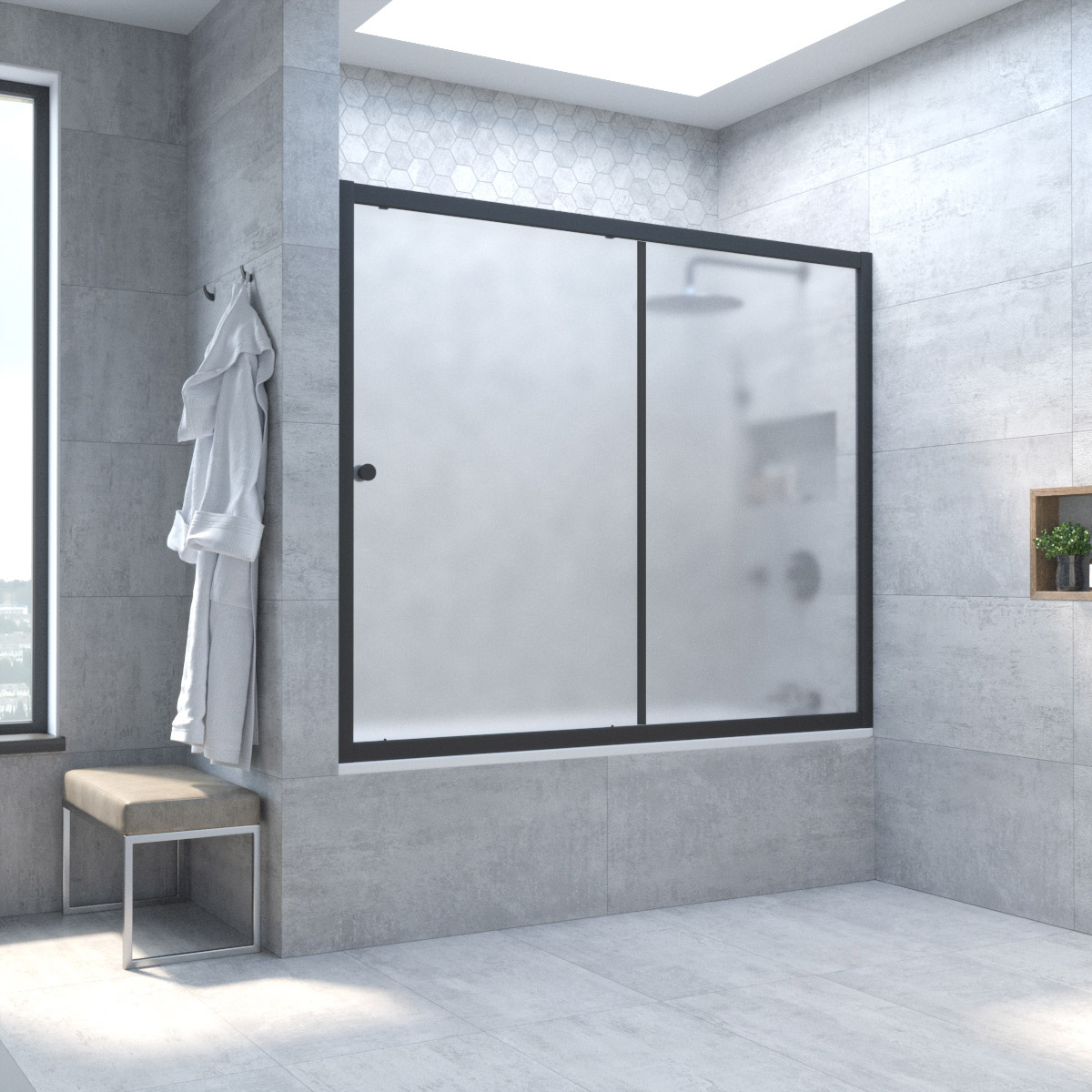 

Шторка на ванну Vegas Glass Zv Novo 170 02М 10 профиль черный матовый, стекло сатин