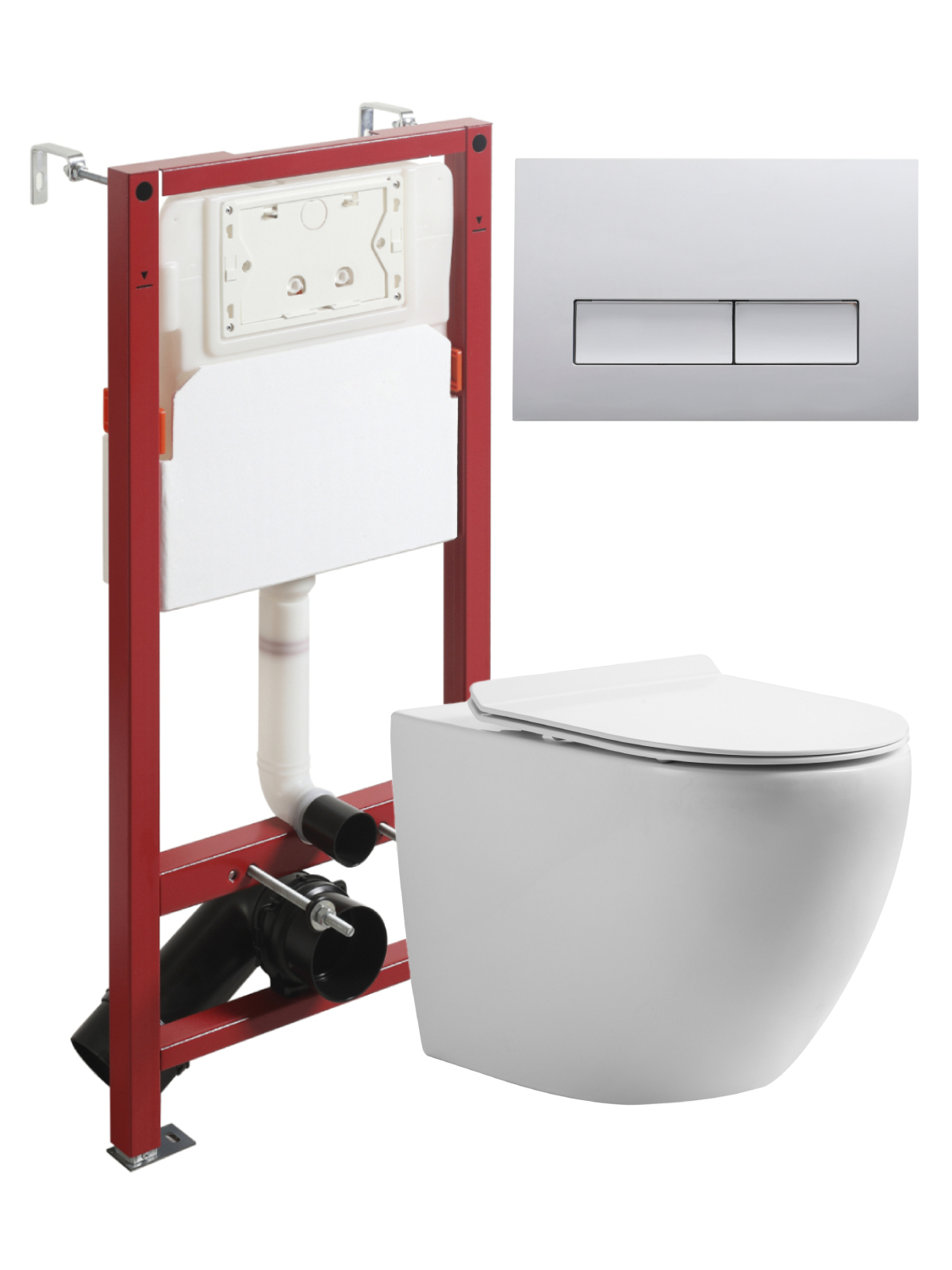 Комплект Orange CI07-100WAPB200 Унитаз подвесной безободковый с микролифтом Система инсталляции Кнопка смыва хром 38230₽