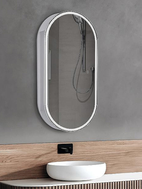 Зеркало-шкаф Abber Kontur AG6339S 50х100 см с подсветкой белое 23000₽