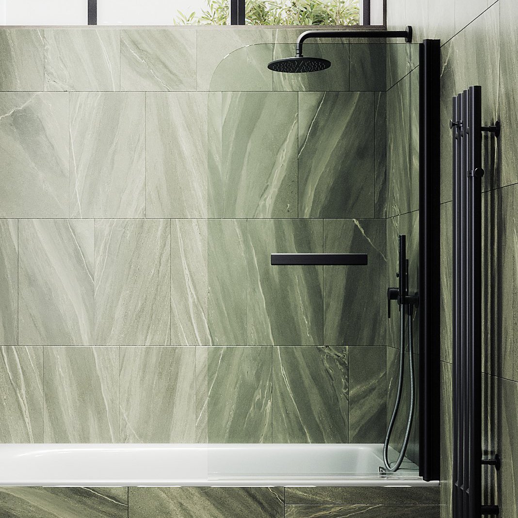 

Шторка на ванну Maybahglass MGV-776-6, 60x140, профиль черный, стекло прозрачное