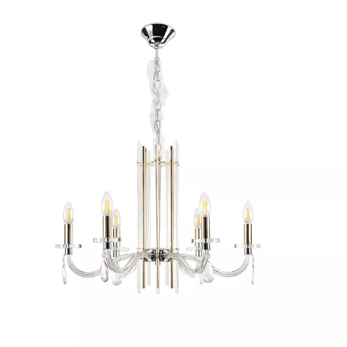 

Подвесная люстра Crystal Lux AURELIO SP6 GOLD+CHROME/TRANSPARENT