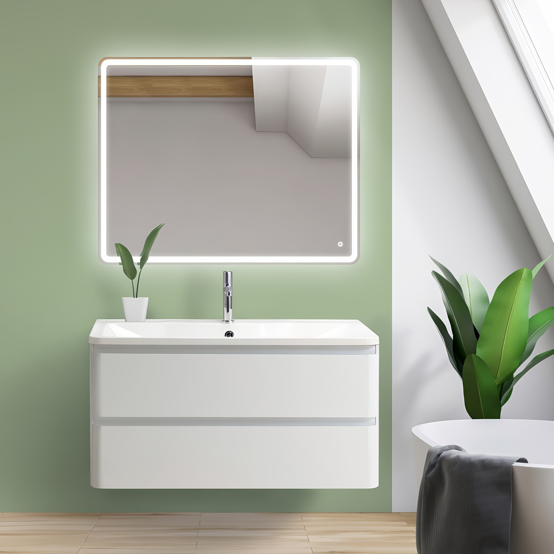 

Мебель для ванной комнаты BelBagno Albano 80 подвесная, bianco lucido