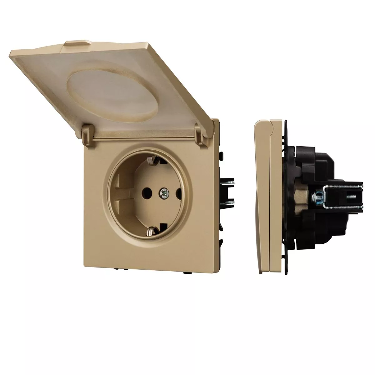 

Механизм розетки влагозащищённый Arlight SCT-NOBE-MCP-SFPL-GD (230V, 16A) 054282