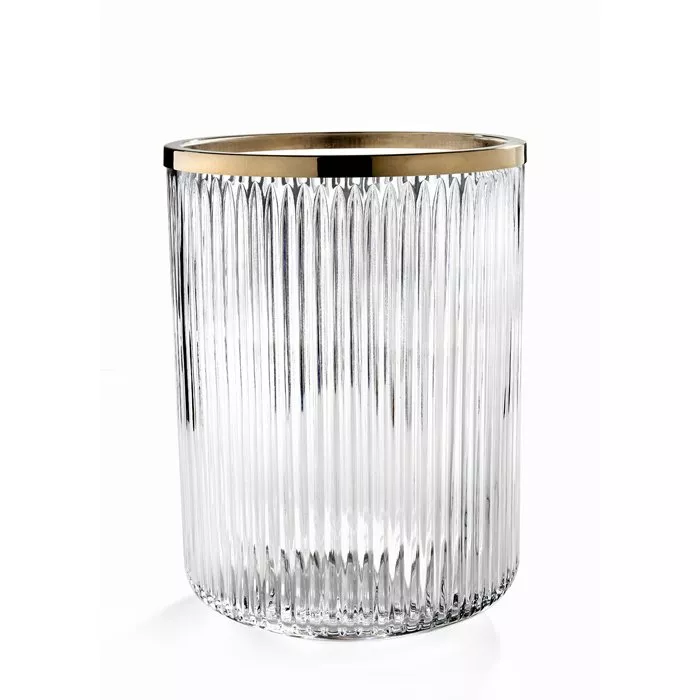 3SC Elegance Ведро, без крышки, 20хh28х20 см, цвет: прозрачный хрусталь/золото 24к.