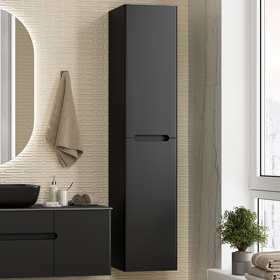 

Шкаф-пенал для ванной Misty Роял черный матовый