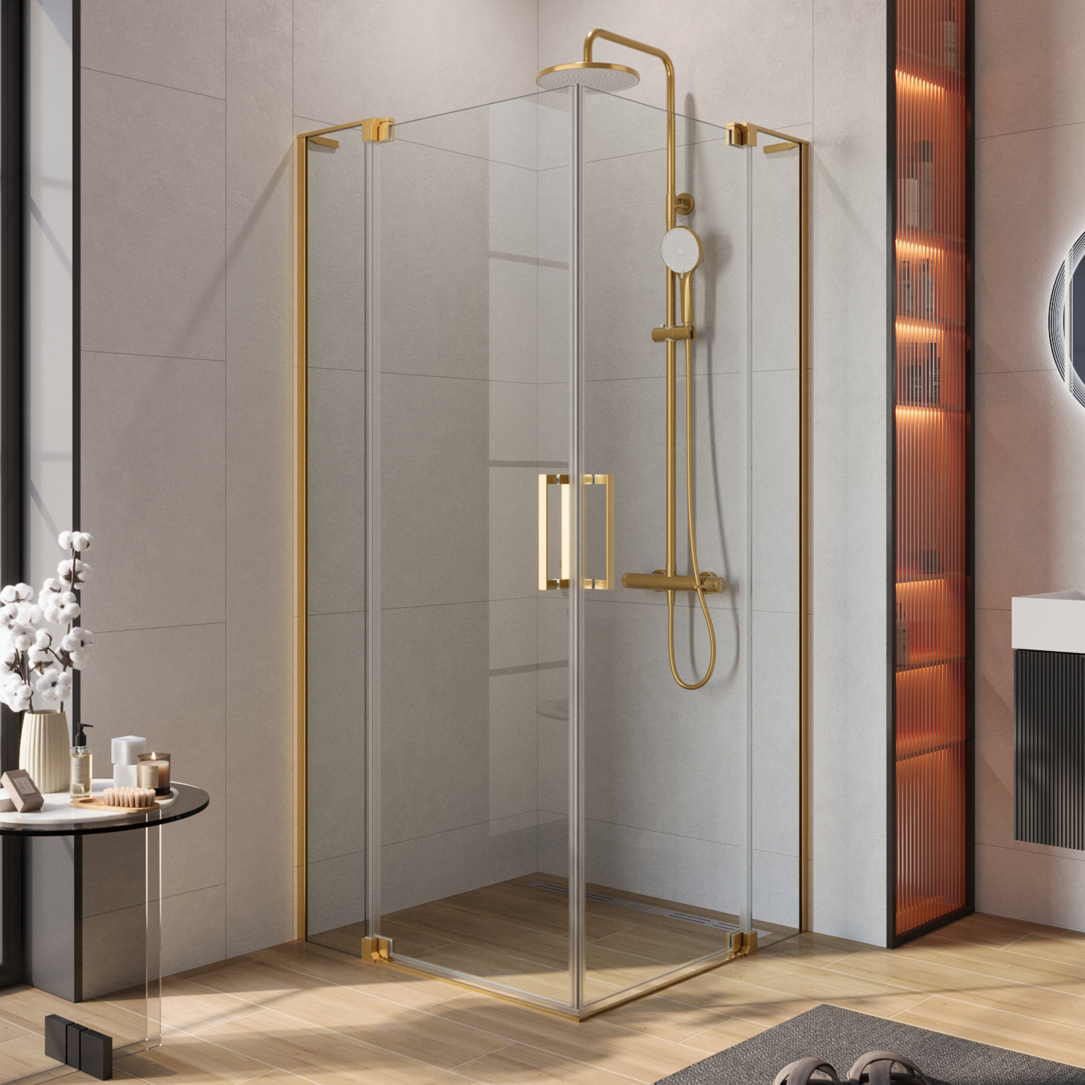 

Душевой уголок Cezares Slider A 2 100/110 C BORO профиль брашированное золото, стекло прозрачное