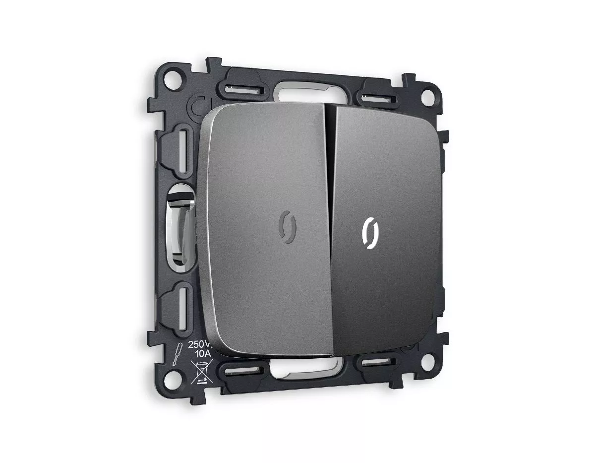 

Комплект механизма 2-кл выключателя с подсветкой Ambrella Volt Omega MO654015