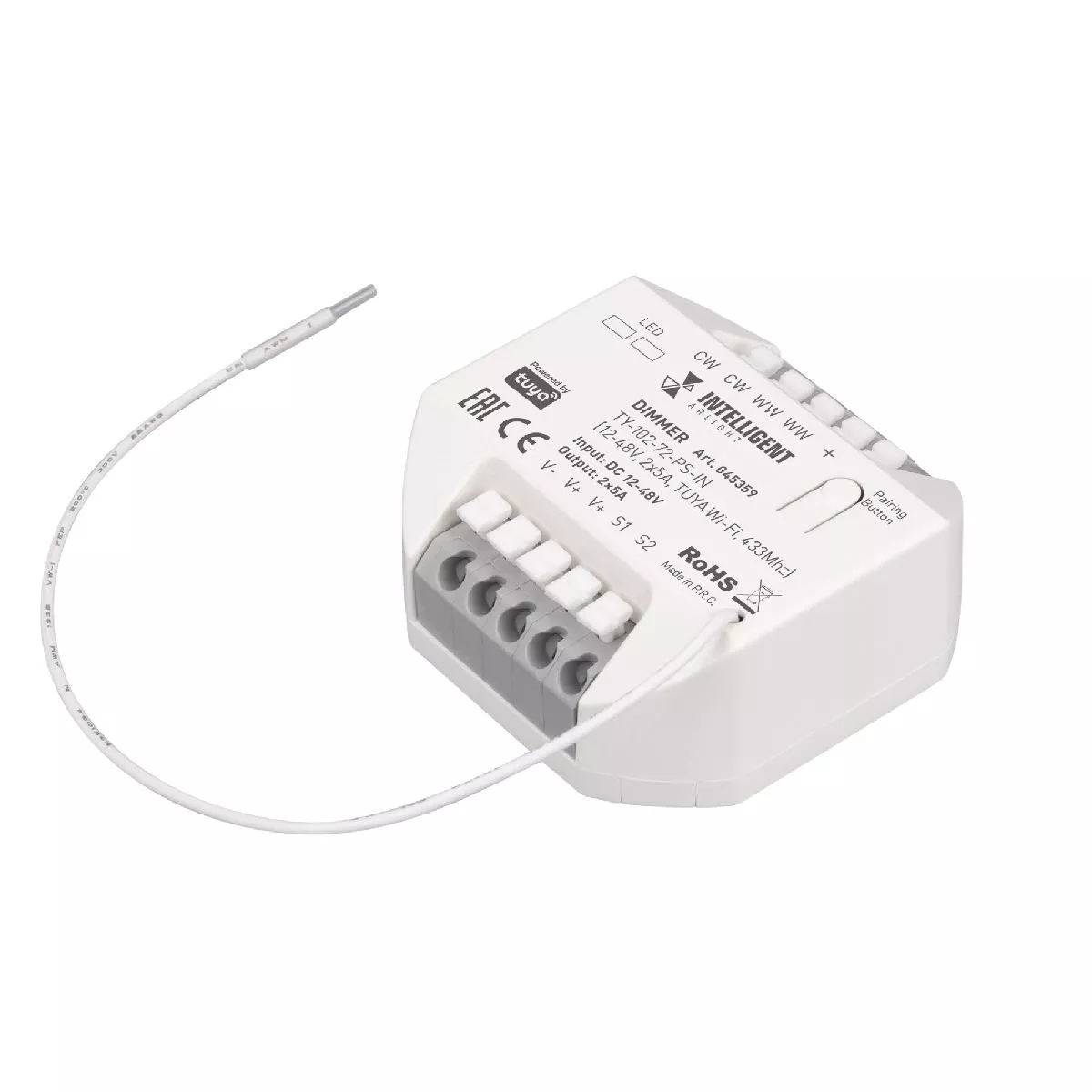 

Диммер Arlight TY-102-72-PS-IN (12-48V, 2x5A, TUYA Wi-Fi, 433Mhz) 045359