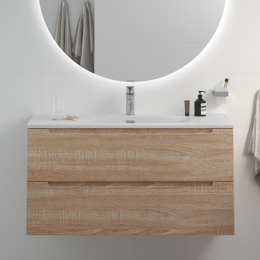 

Тумба с раковиной BelBagno Etna 100 rovere bianco, раковина BB-8099-100