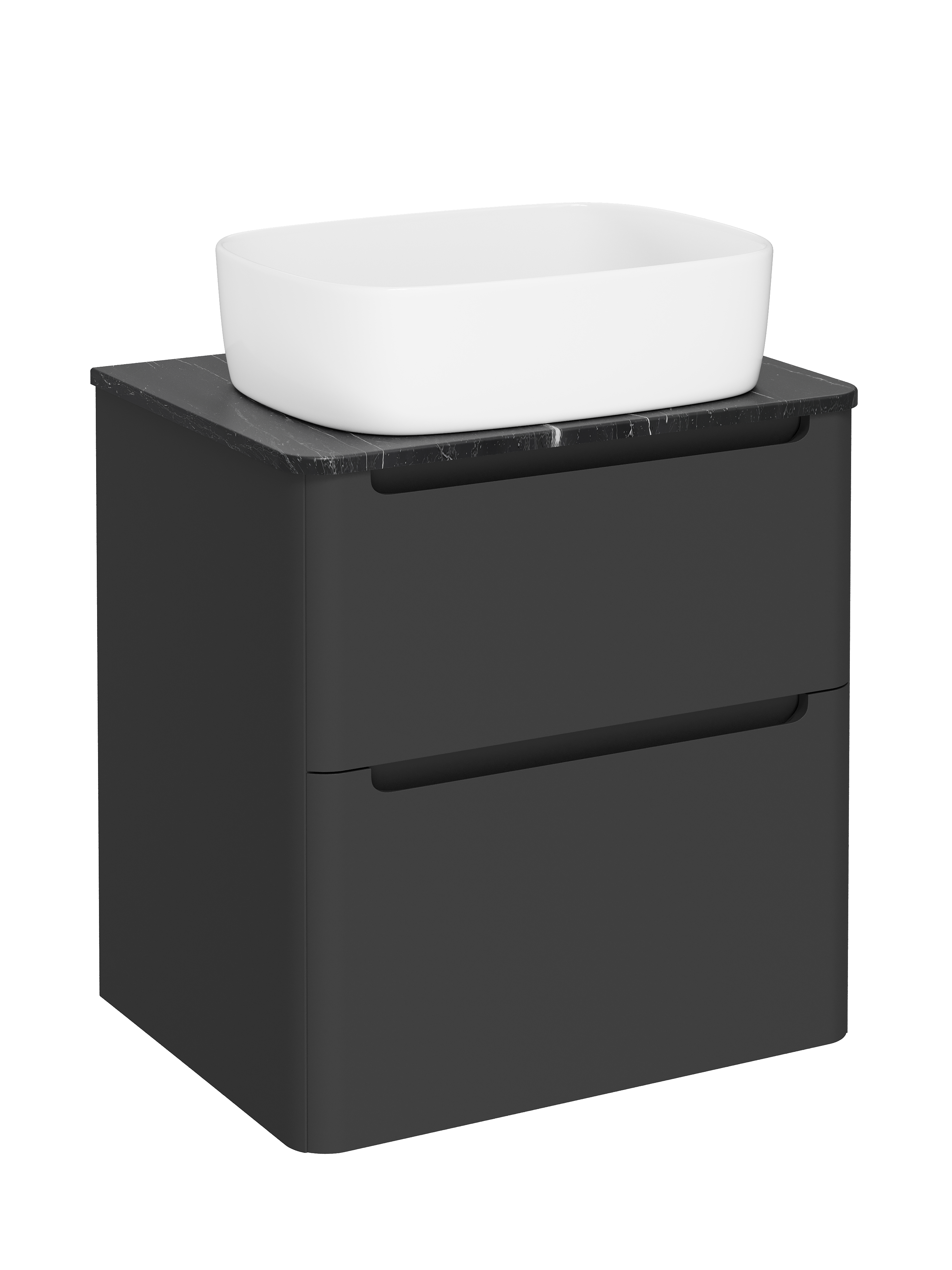 

Тумба с раковиной STWORKI Монтре 60 антрацит, столешница черный мрамор, раковина Берген S21410WH