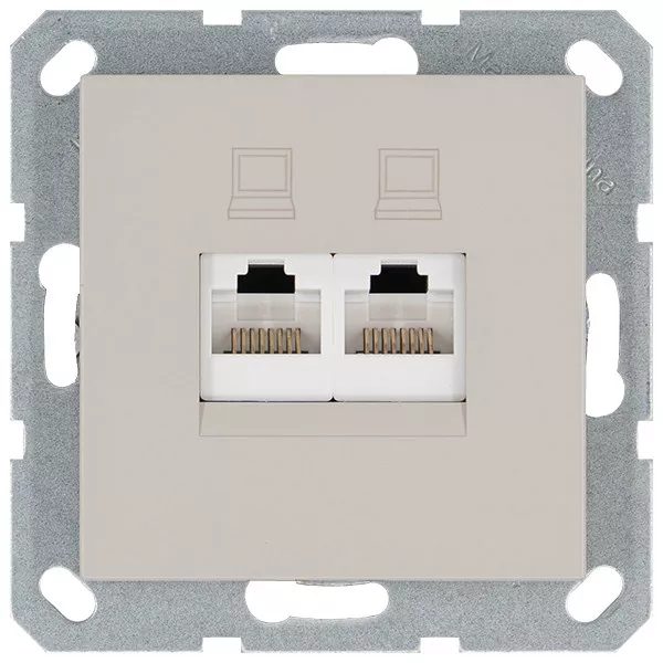 

Интернет-розетка RJ45 двойная с накладкой, цвет Тауп Jasmart G6106T