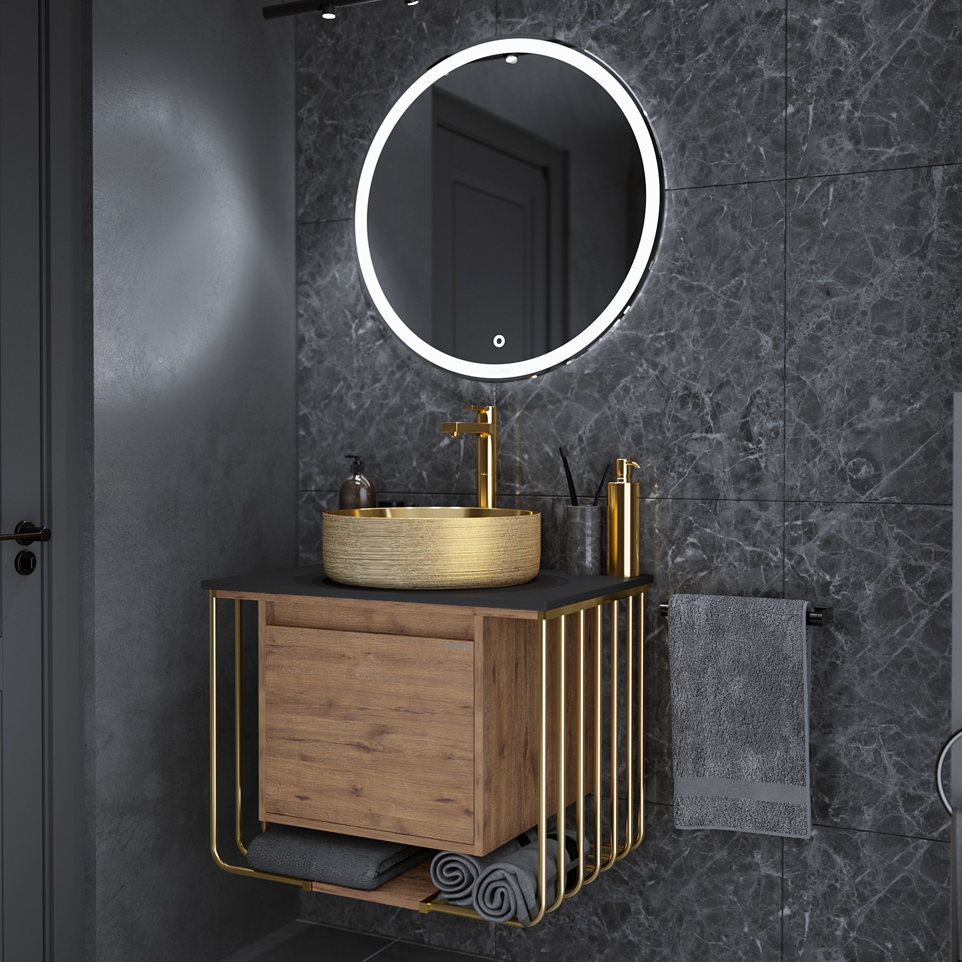 

Мебель для ванной комнаты Grossman Винтаж 70 веллингтон, металл золото, раковина GR-5010GG