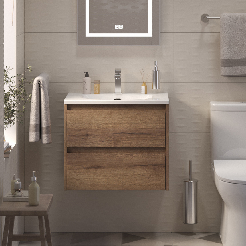 

Тумба с раковиной BelBagno Kraft 39 60 rovere tabacco, раковина BB-8099-3-60