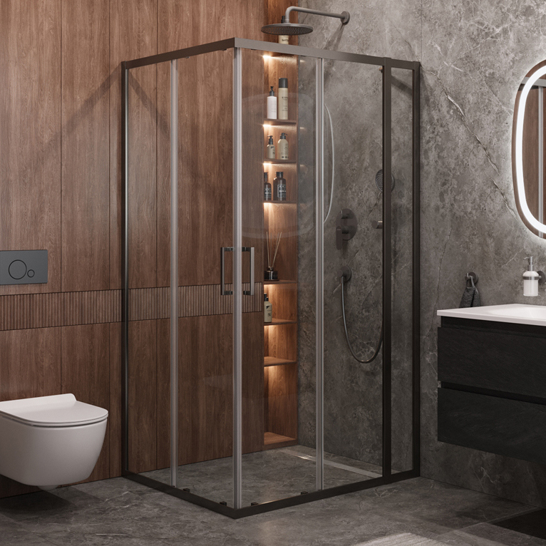 

Душевой уголок Cezares Molveno AH 21 100+30 C GM IV 130х100 см, профиль оружейная сталь, стекло прозрачное