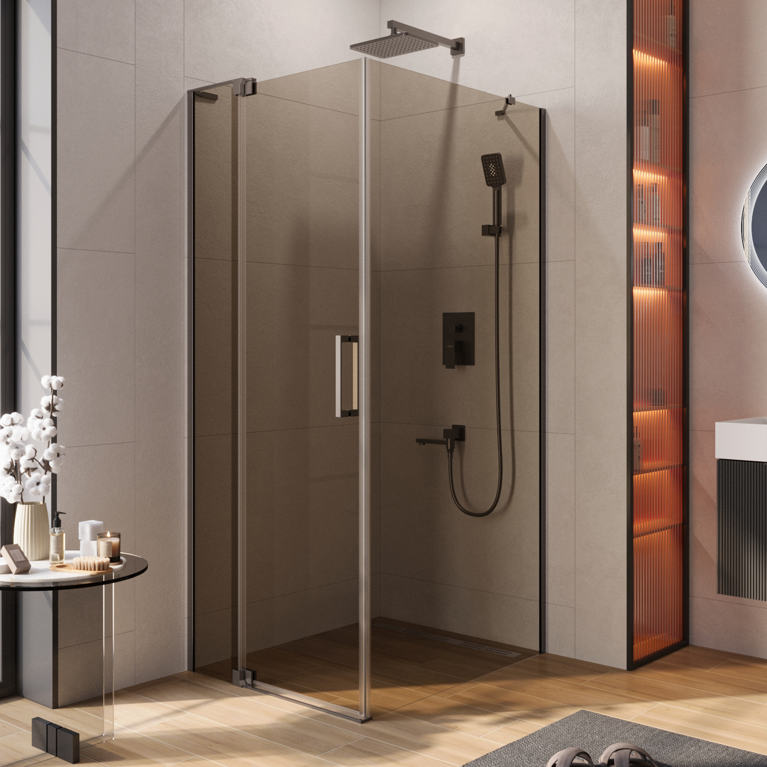 

Душевой уголок Cezares Slider AH 1 90-80/90 BR GM профиль оружейная сталь, стекло бронза