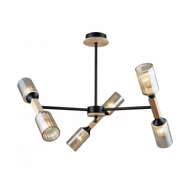 

Подвесная люстра IMEX MD.5495-6-S-BK+WOOD