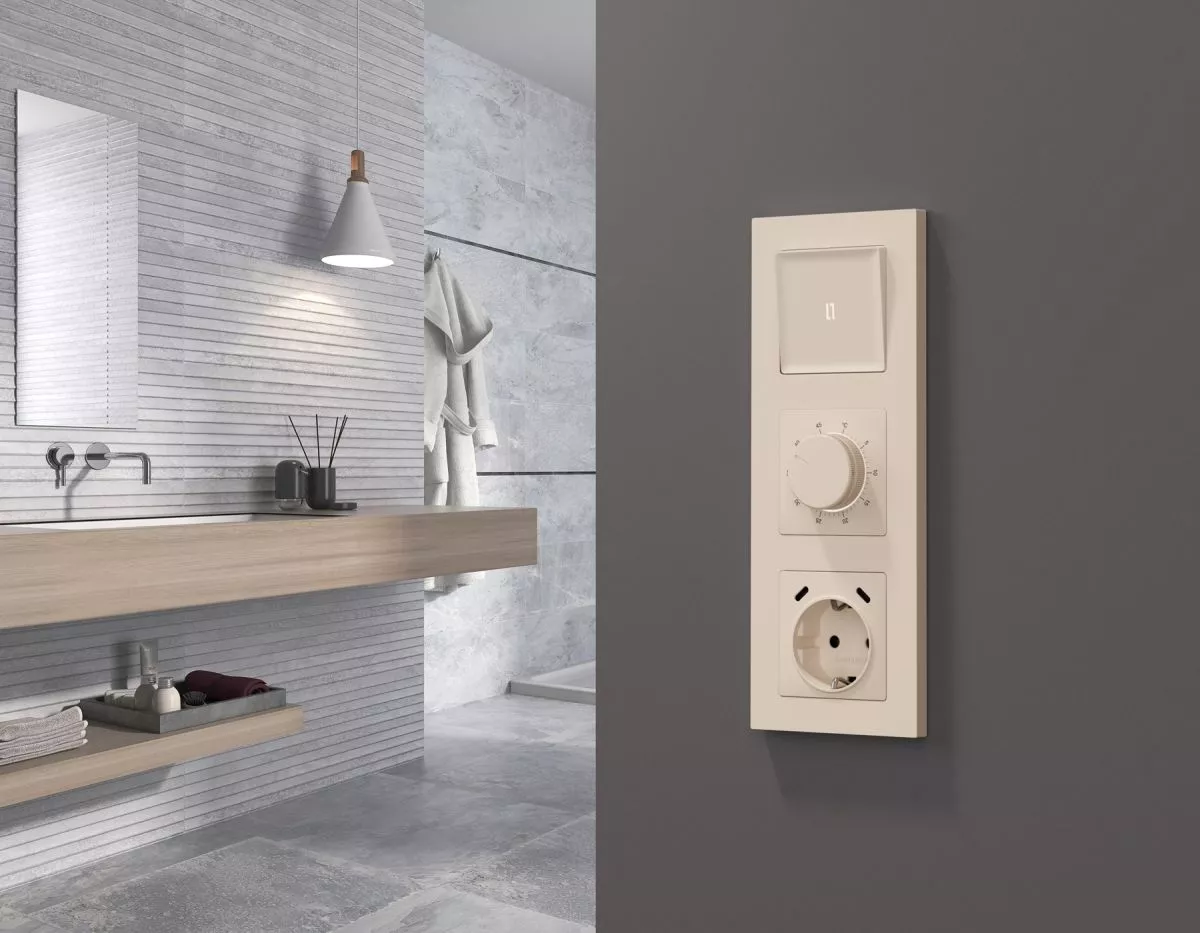 

Комплект механизма терморегулятора с датчиком для теплого пола с подсветкой 16A-250V Alfa Бежевый матовый Quant Ambrella Volt MA325710 (AP3257, VM1381)