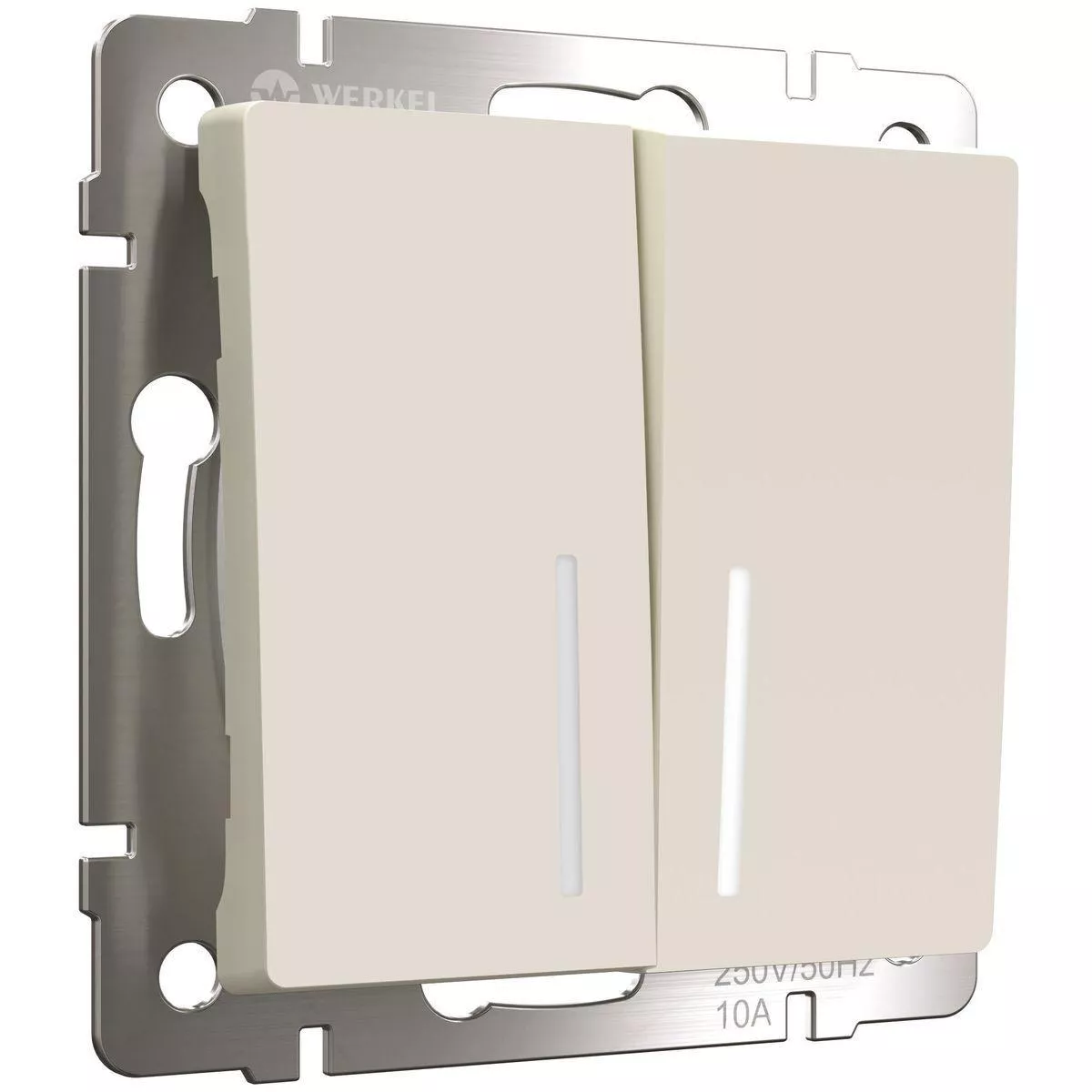 

Выключатель двухклавишный проходной с подсветкой Werkel айвори матовый W1122162 4690389191862