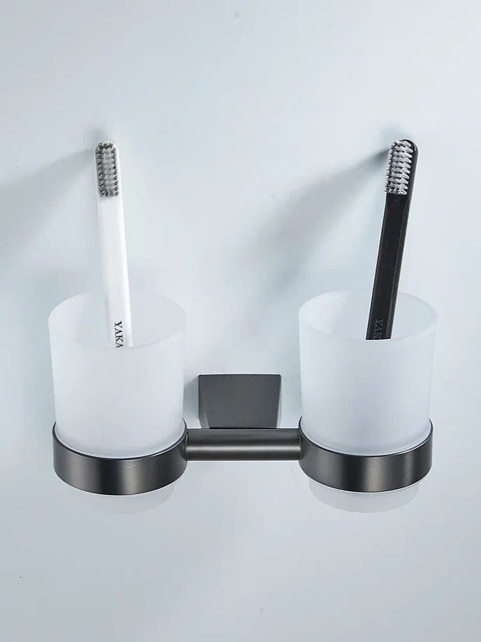 

Стакан для зубных щеток / стакан для ванной комнаты двойной Shevanik SG5722T, оружейная сталь