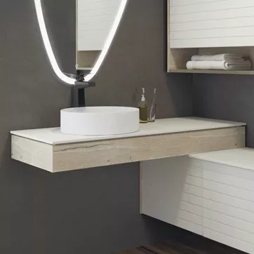 

Тумба с раковиной Comforty Клеон L, 120, подвесная, дуб дымчатый, Белый;светлое дерево