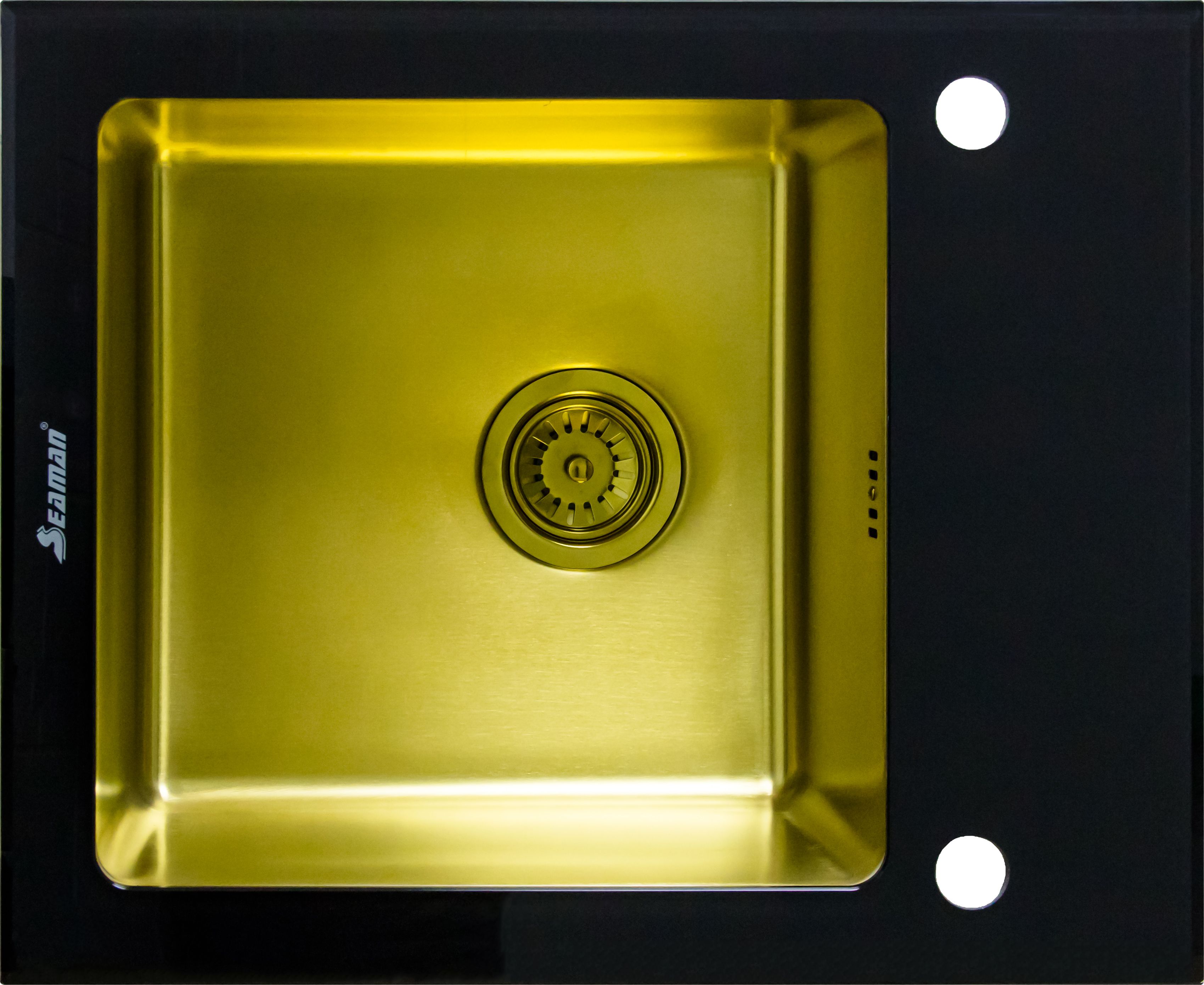Купить Мойка кухонная Seaman Eco Glass SMG-610B-Gold.B, черный / золото, нержавеющая сталь / закаленное стекло