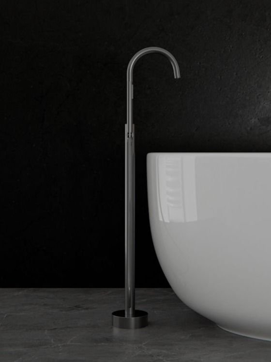 

Смеситель для ванны напольный Knotlor SS-27/GM, вороненая сталь