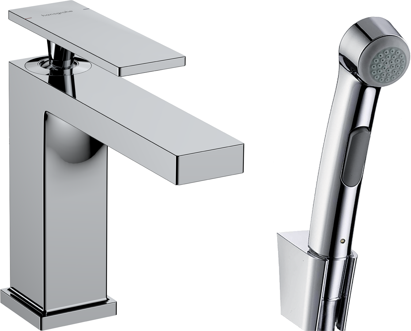 

Смеситель для раковины Hansgrohe Tecturis E 110 73210000 с гигиеническим душем, хром