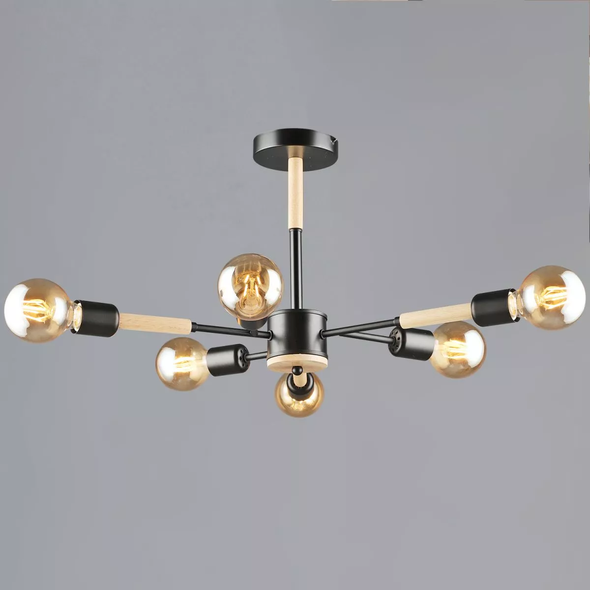 

Люстра на штанге Reluce 99960-0.3-06 BK+WOOD