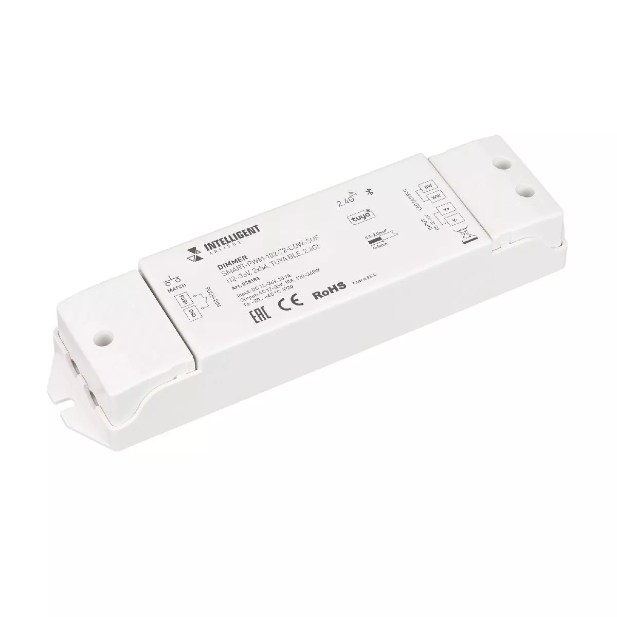 

Диммер Arlight SMART-PWM-102-72-CDW-SUF (12-36V, 2x5A, TUYA BLE, 2.4G) 038183