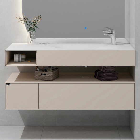 

Тумба с раковиной Black&White Universe U955.1200R C03 khaki matt, matt white