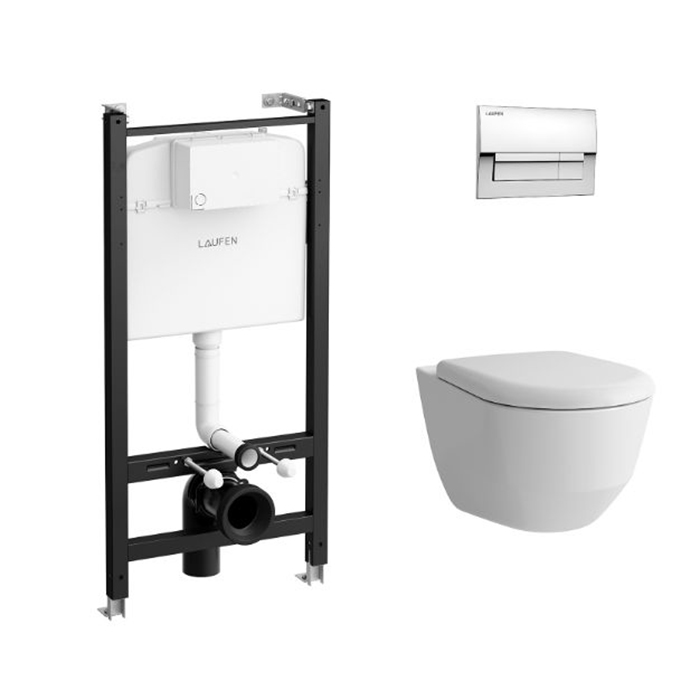 Комплект Унитаз подвесной Laufen Pro ZRU9307715 Инсталляция с кнопкой хром 36112₽